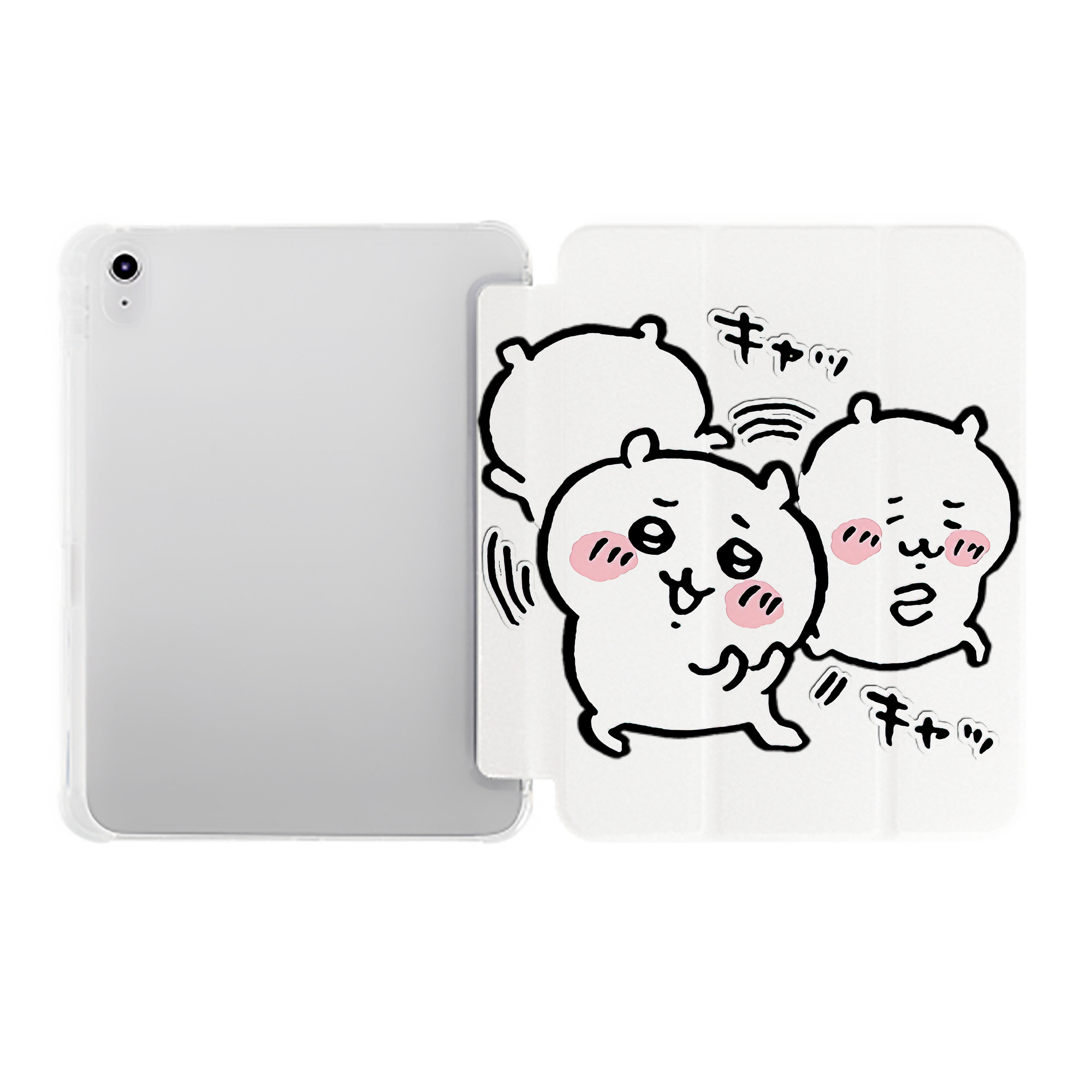 （画像用） ちいかわ ちいかわ Chii-kawa chiikawa IPad ケース ペン収納付き 三つ折りスタンド PUレザー×シリコン 対応機種9.5/10.5/10.9インチ